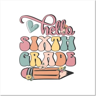 Hello 6th Grade Pencil Back to School Teacher Student Gift Posters and Art